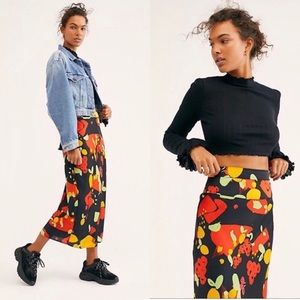 Free People Fruit print midi skirt